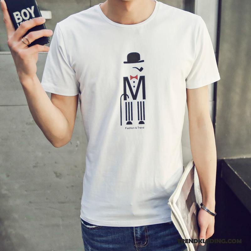 T-shirt Heren T-shirts Trendy Merk Zomer Onderhemd Slim Fit Jasje Zwart