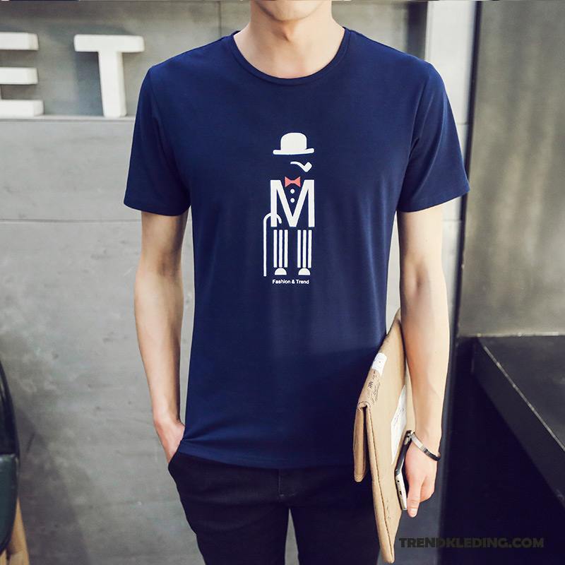 T-shirt Heren T-shirts Trendy Merk Zomer Onderhemd Slim Fit Jasje Zwart