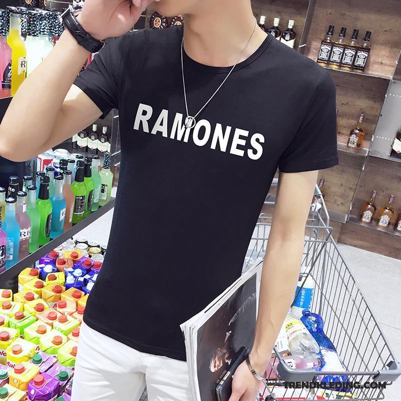 T-shirt Heren Trend Halve Mouw Onderhemd Casual Zomer T-shirts Wit Zwart