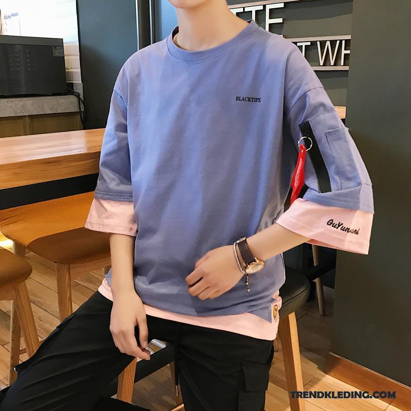 T-shirt Heren Trend Halve Mouw Zomer Losse Hoodie Korte Mouw Grijs