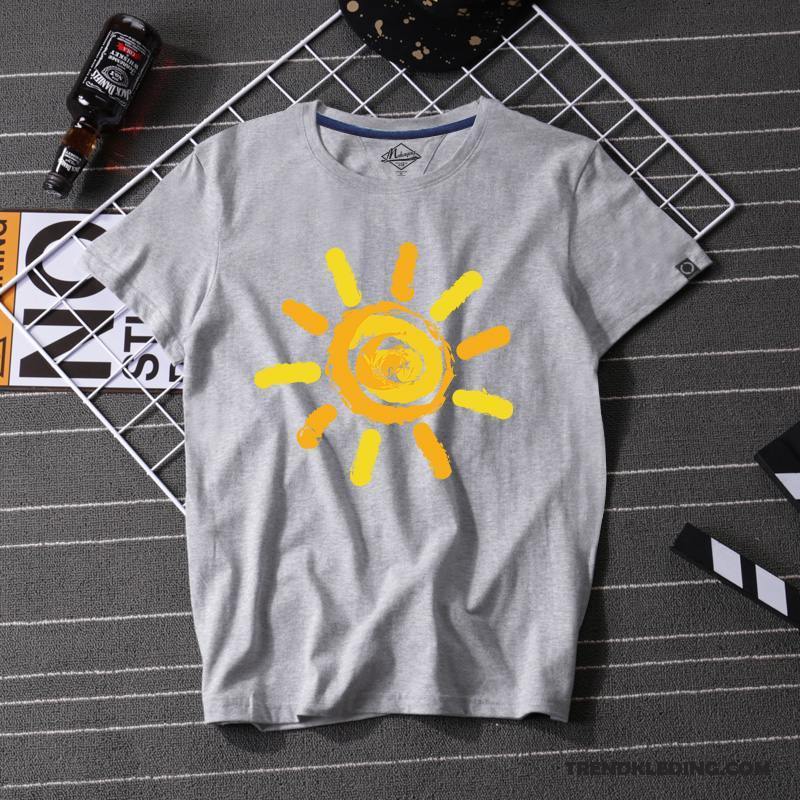 T-shirt Heren Trend T-shirts Student Halve Mouw Ronde Hals Losse Zwart