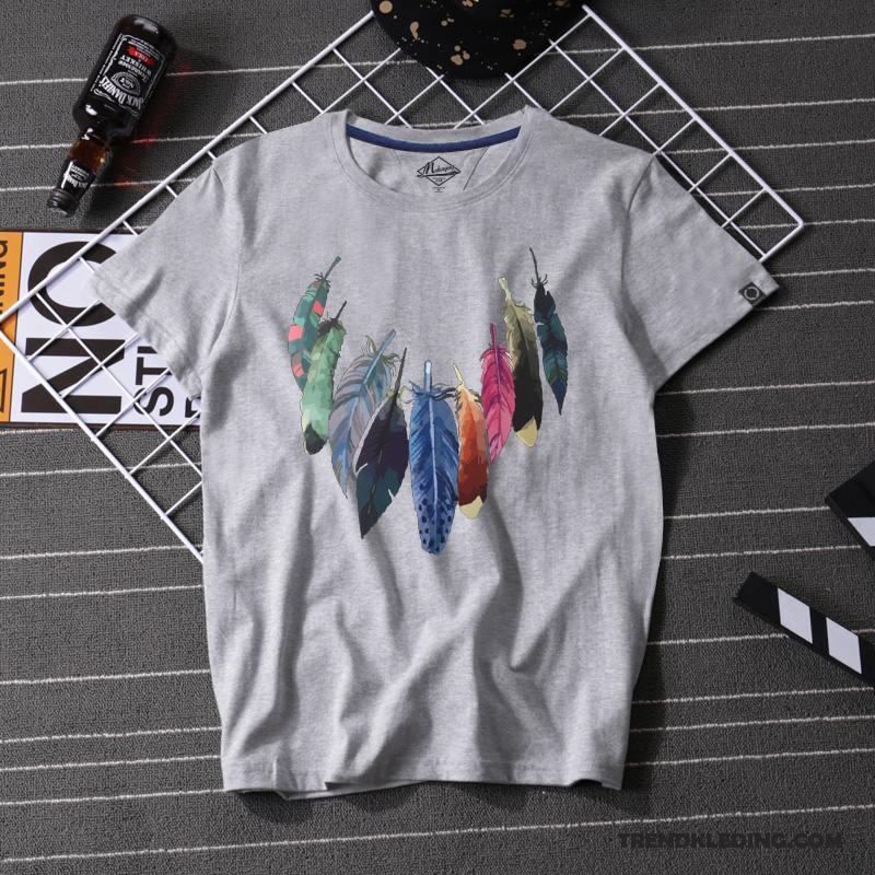 T-shirt Heren Trend T-shirts Student Halve Mouw Ronde Hals Losse Zwart