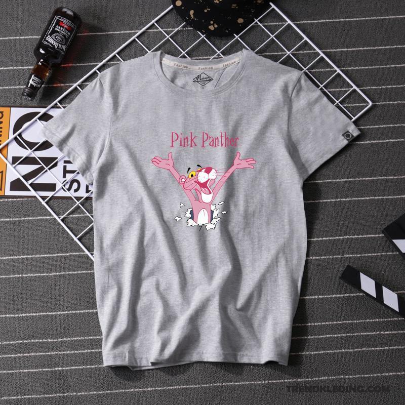 T-shirt Heren Zomer Student T-shirts Korte Mouw Halve Mouw Losse Wit