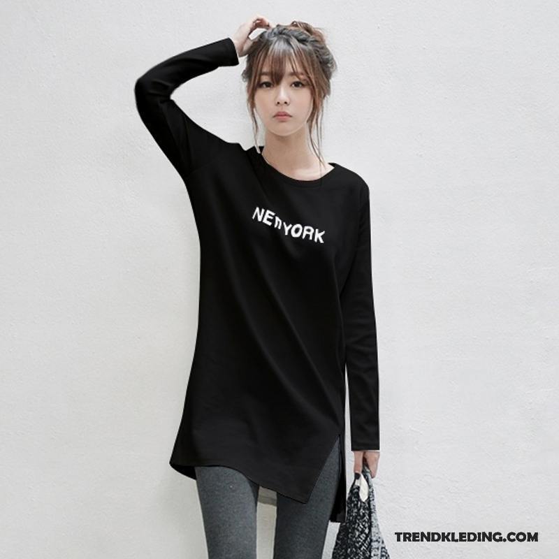 T-shirt Lange Mouw Dames T-shirts Losse Bedrukken Jasje Lange Mouwen Herfst Roze