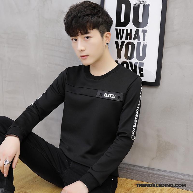 T-shirt Lange Mouw Heren Mannelijk Slim Fit Mooi Onderhemd Dunne Lange Mouwen Grijs