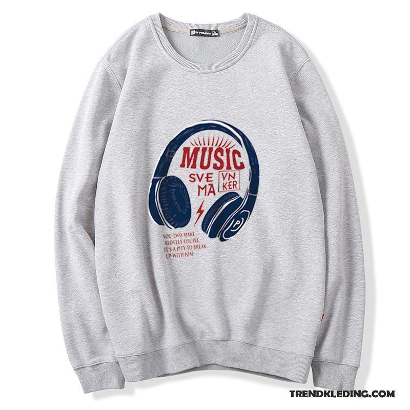 T-shirt Lange Mouw Heren Pullover Student Mannelijk Hoodie Trend Nieuw Grijs