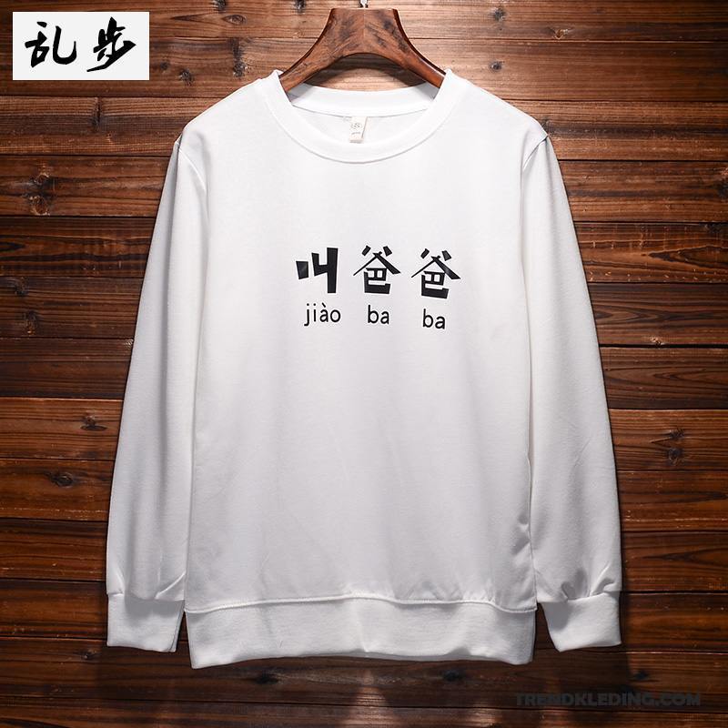 T-shirt Lange Mouw Heren Student Lange Mouwen Bedrukken Eenvoudige Kunst Herfst Roze Rood