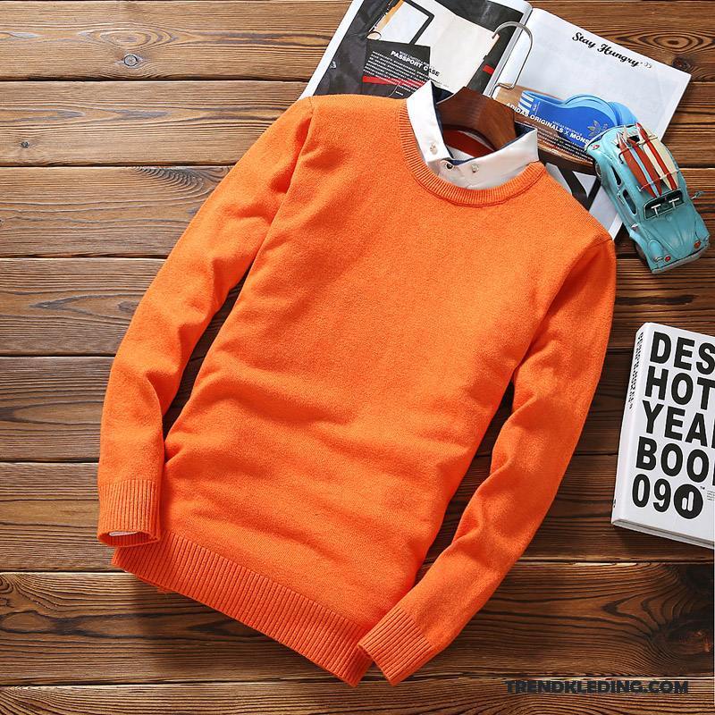 T-shirt Lange Mouw Heren Voorjaar Mannelijk Jasje Lange Mouwen Onderhemd Slim Fit Oranje Geel