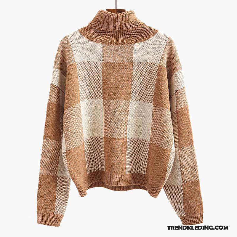 Trui Dames Dikke Geruit Losse Pullover Student Herfst Rood