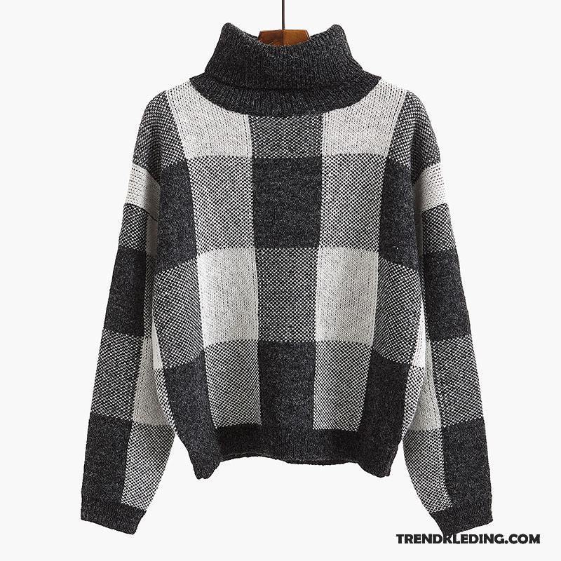 Trui Dames Dikke Geruit Losse Pullover Student Herfst Rood