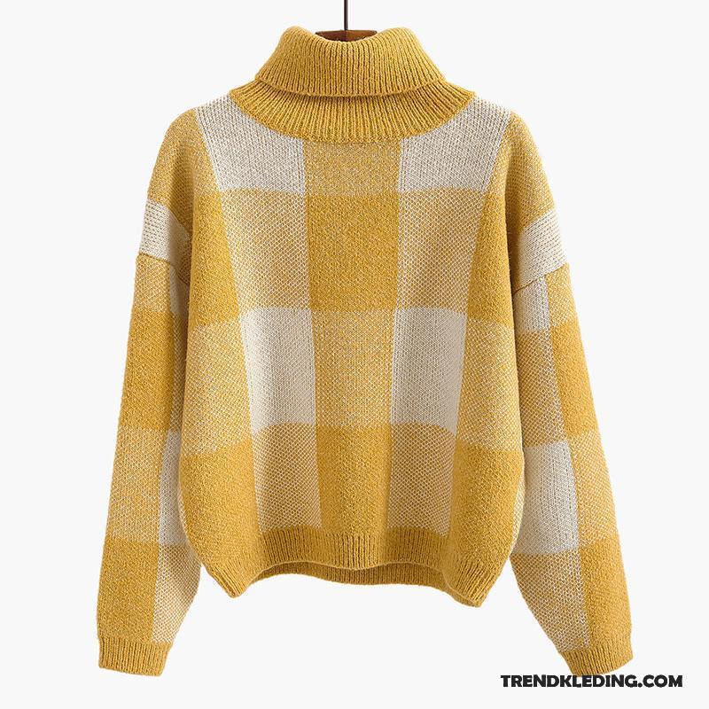 Trui Dames Dikke Geruit Losse Pullover Student Herfst Rood