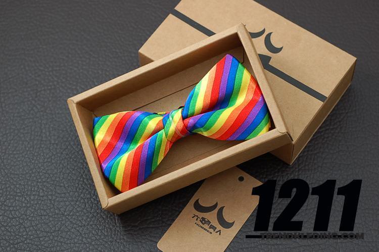 Vlinderdas Heren Geklede Bruidegom Huwelijk Business Casual Kleur Regenboog