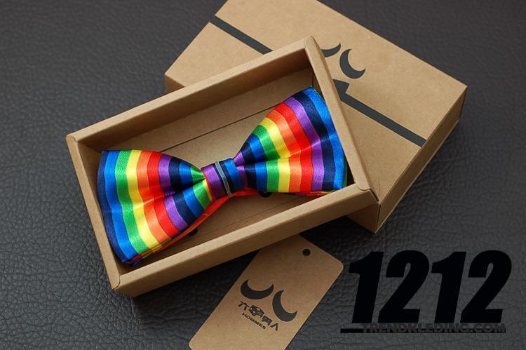 Vlinderdas Heren Geklede Bruidegom Huwelijk Business Casual Kleur Regenboog