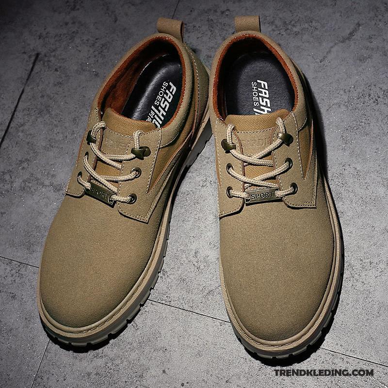 Wandelschoenen Heren Groot Leren Schoenen Casual Herfst Werk Slijtvastheid Geel Zwart
