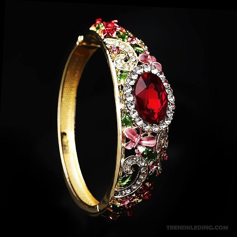 Armband Dames Bloemen Kristal Verjaardagscadeau Kant Moeder Mode Rood