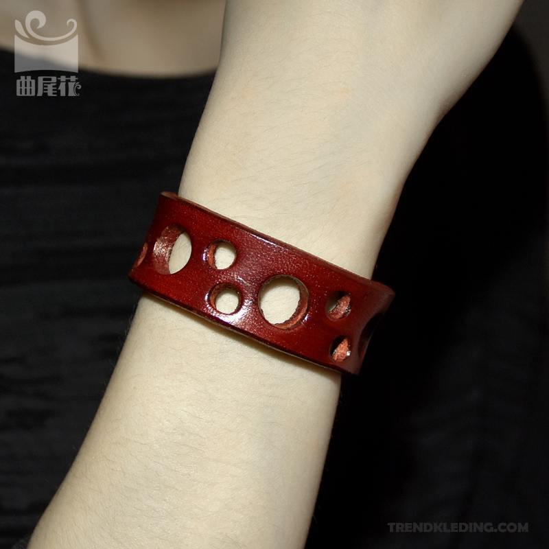 Armband Dames Leer Origineel Trend Armbanden Persoonlijkheid Jong Rood