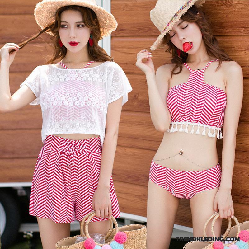 Bikini Dames Warmwaterbronnen Mode Gazen Zwempak Sexy Mini Zandkleur Rood