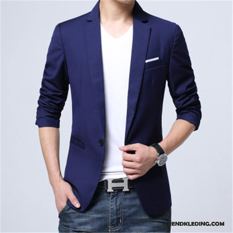 Blazer Heren Trend Jasje Pak Herfst Mannelijk Casual Blauw