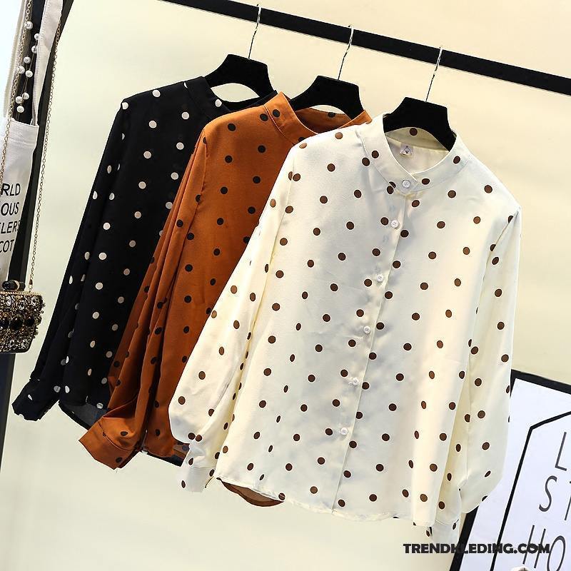 Blouse Dames Voorjaar Chiffon Losse Mouw Speciale Jasje Abrikoos Kleur