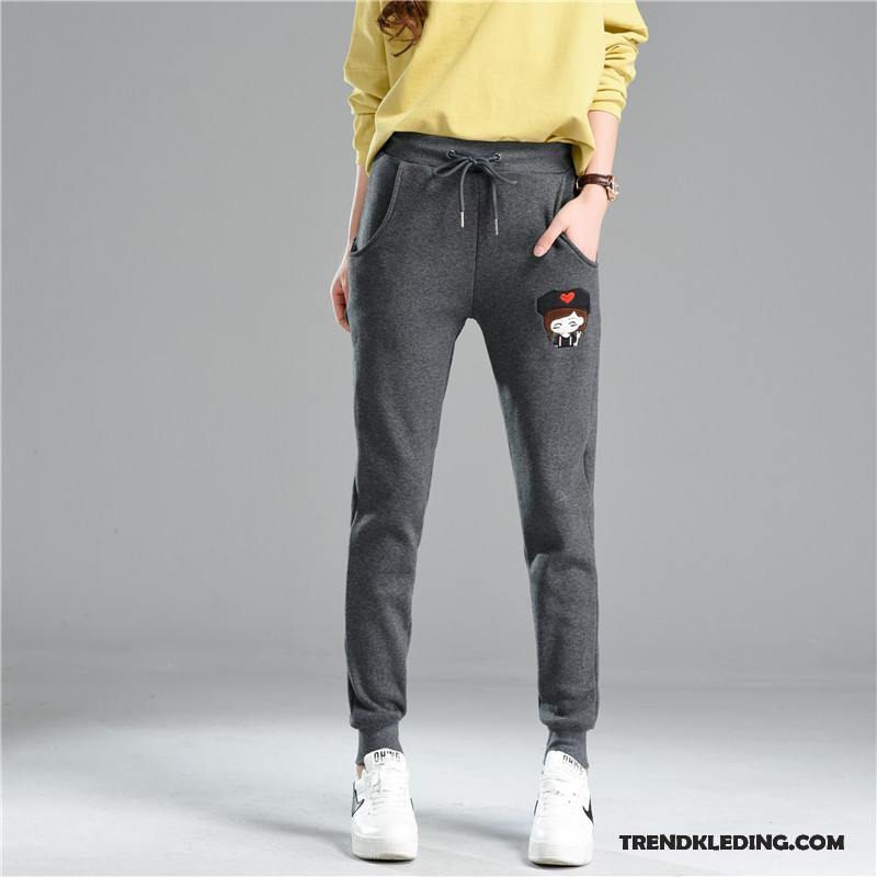 Broek Dames Losse Dunne Voorjaar Casual Broek Student Joggingbroek Grijs Donker