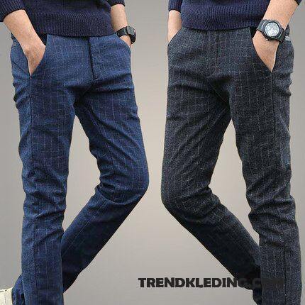 Broek Heren Slim Fit Trend Jeugd Voorjaar Casual Broek Mini Blauw