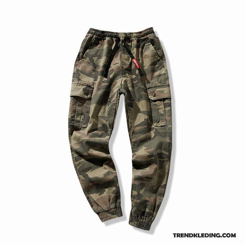 Cargobroek Heren Trend Harlan Strak Casual Broek Student Cargo Broek Legergroene Camouflage