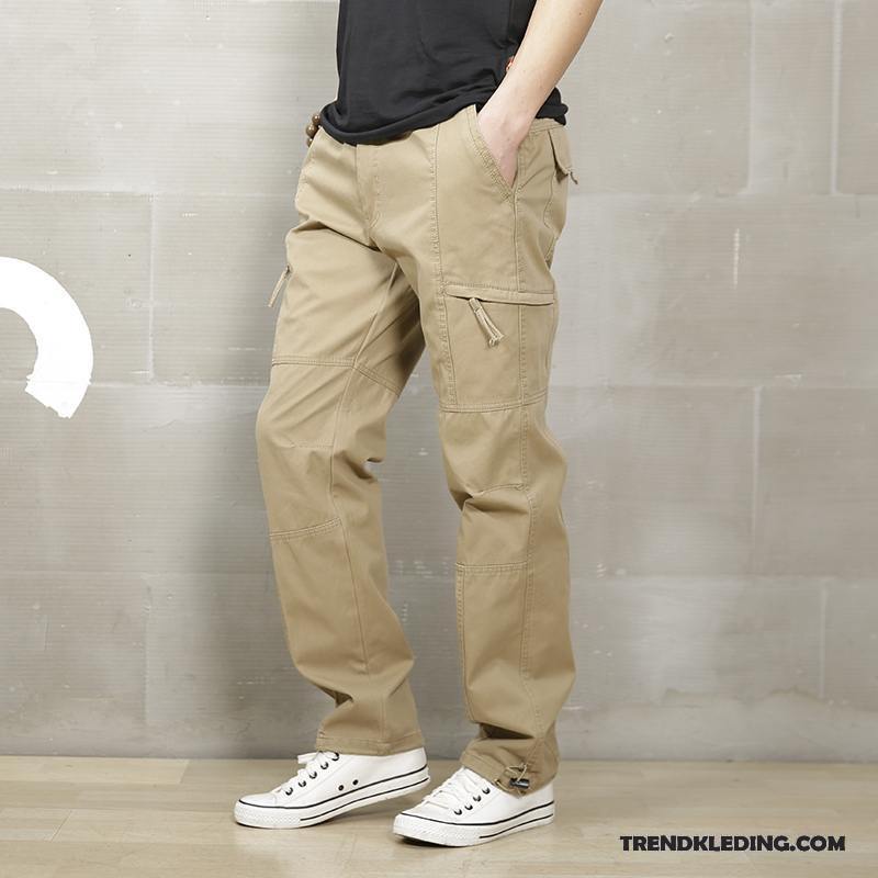 Cargobroek Heren Zomer Joggingbroek Cargo Broek Casual Broek Plus Kasjmier Meer Zakken Kaki