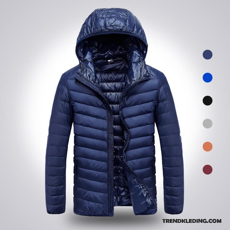 Donsjas Heren Kort Outdoor Donsjack Super Mooi Lichte En Dun Blauw Wit