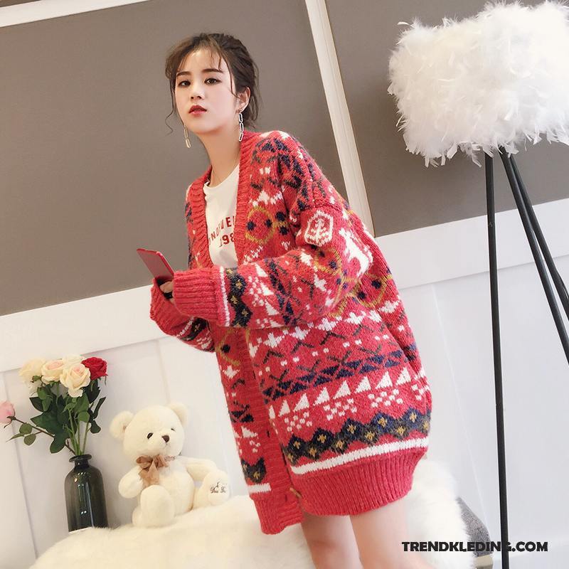 Gebreid Vest Dames Jas Winter Cardigan 2018 Trui Gebreid Hemd Rood Korting Gebreid Vest Dames Jas Winter Cardigan 2018 Trui Gebreid Hemd Rood