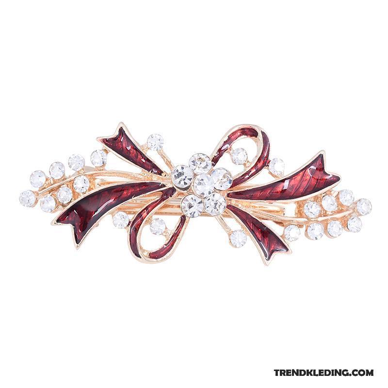 Haarspeld Dames Paardenstaart Veerklemmen Strass Haarclip Accessoires Vlinderdas Rood