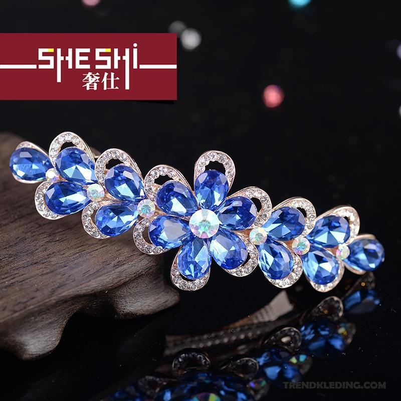 Haarspeld Dames Veerklemmen Bloemen Accessoires Strass Hoofdtooi Haaraccessoires Blauw