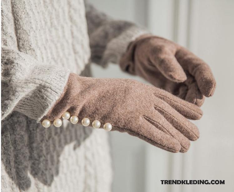 Handschoenen Dames Parel Met De Hand Touchscreen Wol 2018 Nieuw
