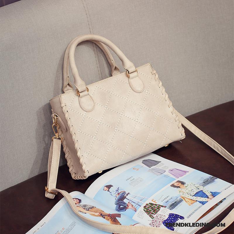 Handtas Dames 2018 Messenger Tas Weven Mode Elegante Eenvoudig Wit Beige