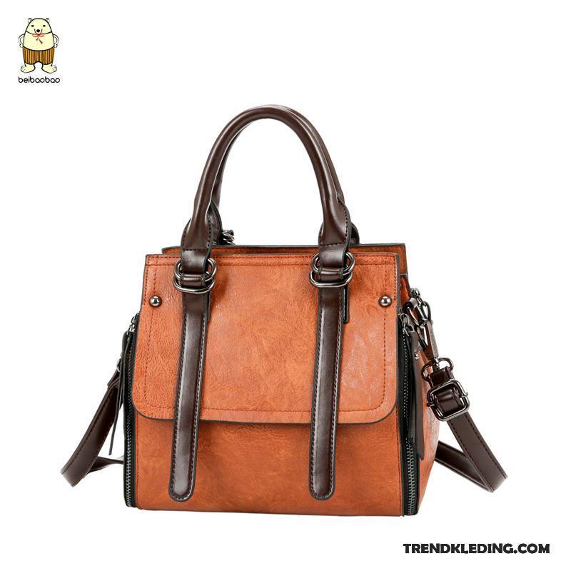 Handtas Dames Grote Tas Nieuw Voorjaar Eenvoudig Vintage Messenger Tas Bruine