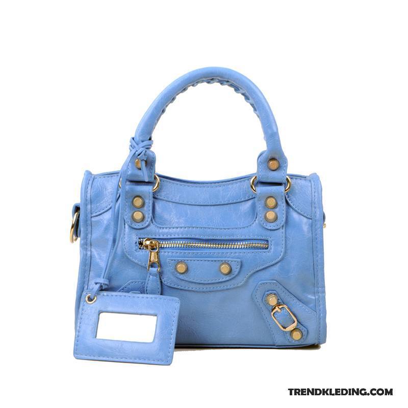 Handtas Dames Mini Vintage Groot Messenger Tas Mode Europa Blauw Goud