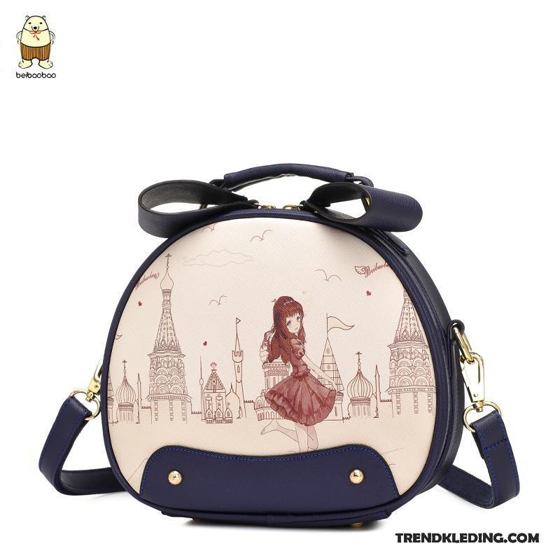 Handtas Dames Nieuw Casual Cartoon Trend Bedrukken Messenger Tas Donkerblauw