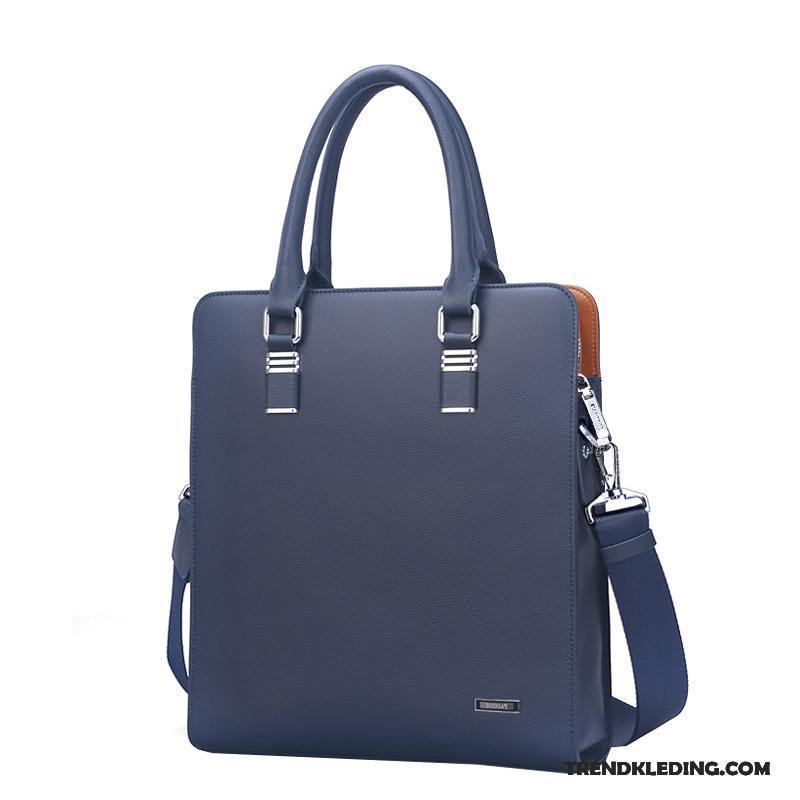 Handtas Heren Business 2018 Messenger Tas Casual Echt Leer Nieuw Marineblauw