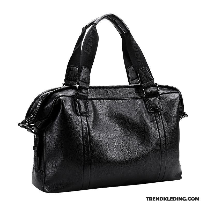 Handtas Heren Business Leer Trend Messenger Tas Casual Zwart