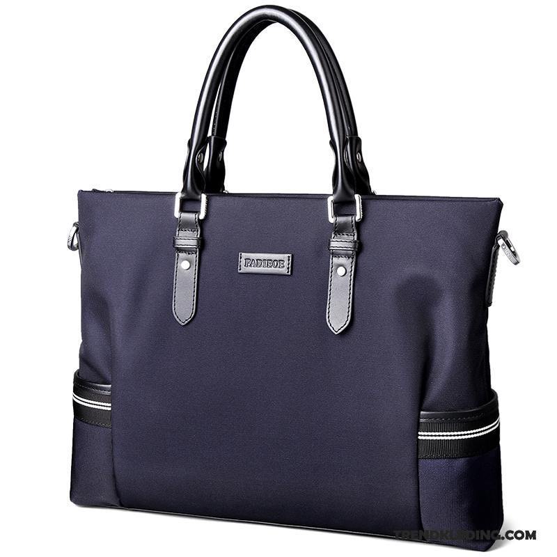 Handtas Heren Messenger Tas Canvas Schoudertas Aktetas Casual Eenvoudig Donkerblauw