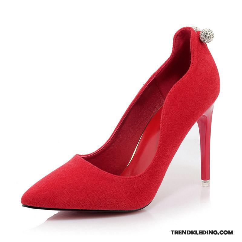 Hoge Hakken Dames 2018 Punt Schoenen Pumps Vrouwen Trouwschoenen Rood Licht