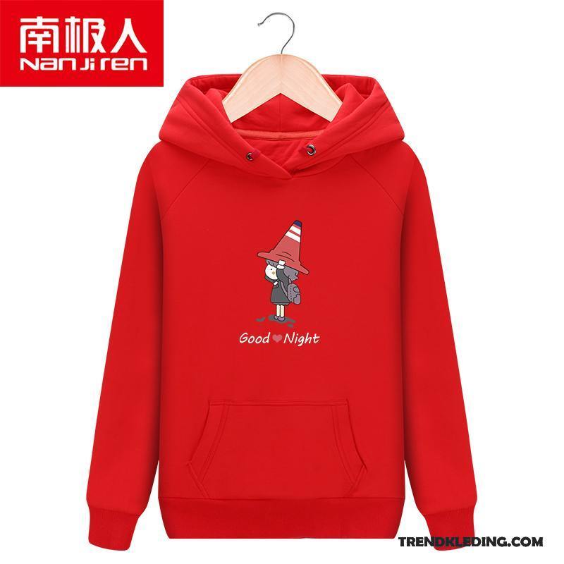 Hoodie Dames Dunne 2018 Student Losse Met Capuchon Voorjaar Rood