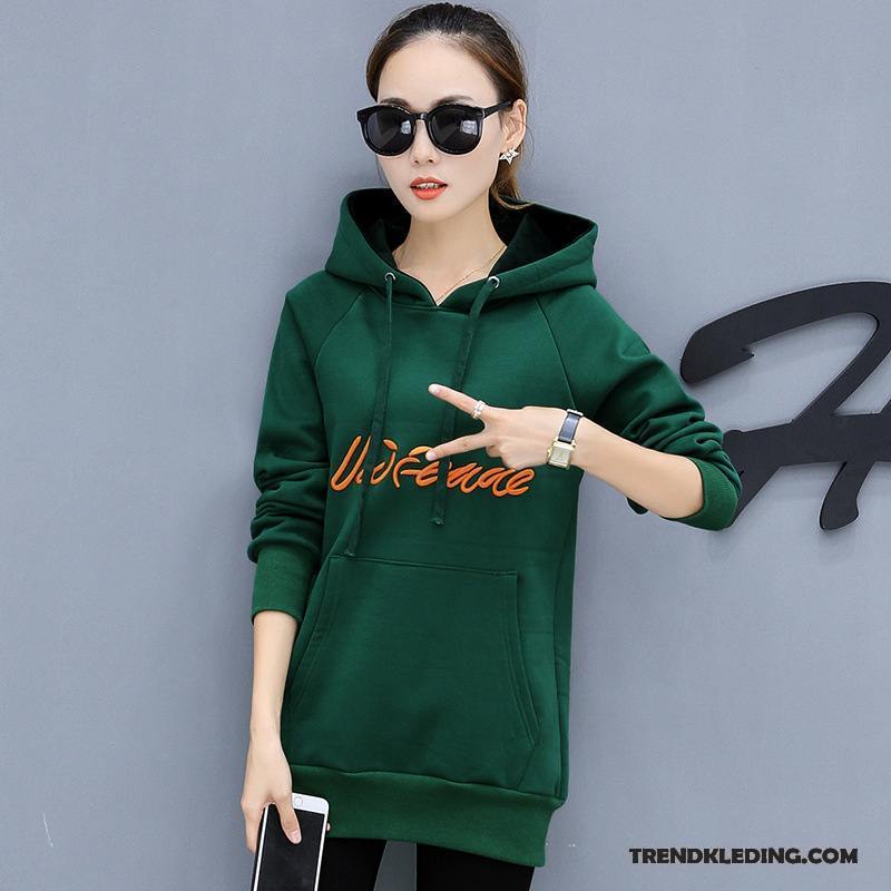 Hoodie Dames Jasje Plus Kasjmier Grote Maten Trend Lang Dikke Groen