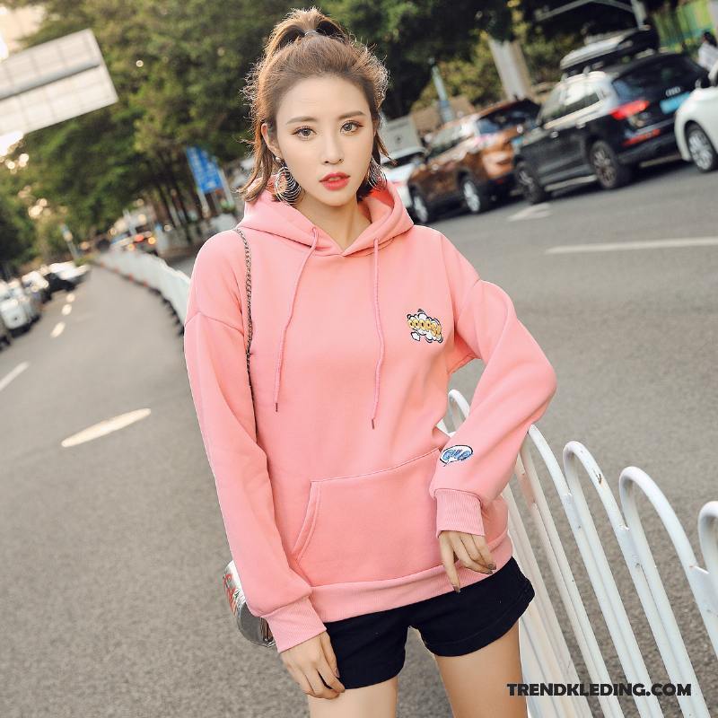 Hoodie Dames Nieuw 2018 Plus Kasjmier Dunne Losse Voorjaar Roze Wit