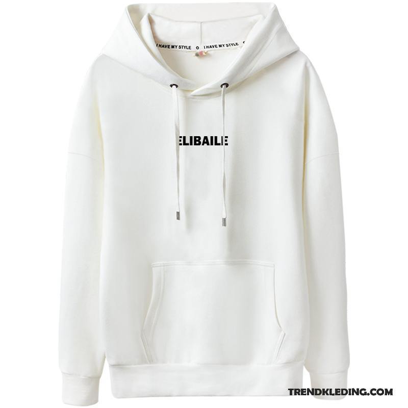 Hoodie Dames Pullover Student Losse Met Capuchon Jas Super Wit