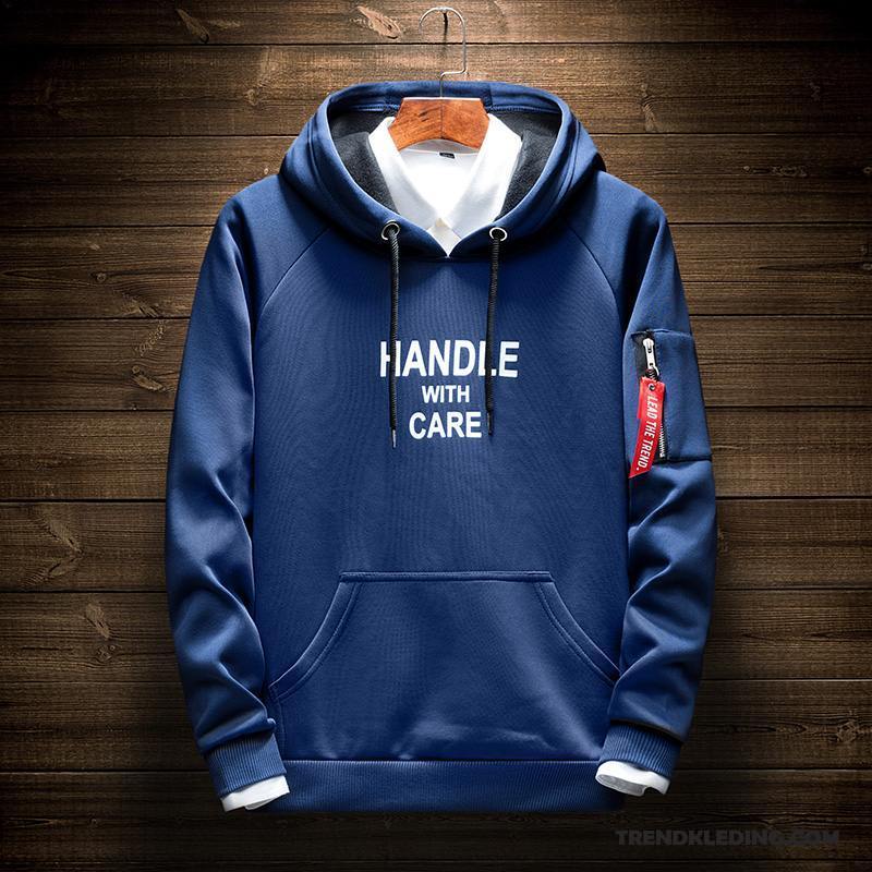 Hoodie Heren Sport Voorjaar Jeugd Mannelijk Lovers Jas Blauw Wit