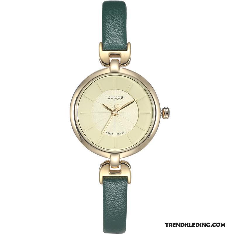 Horloge Dames Echt Leer Student Waterdicht Mini Echte Trend Groen