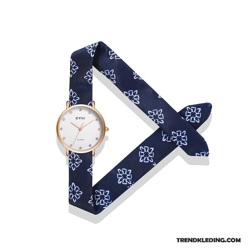 Horloge Dames Kunst Gemiddelde Student Riem Doek Donkerblauw