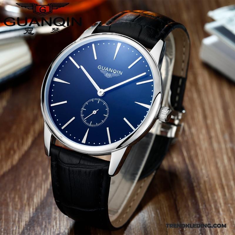 Horloge Heren Trend Echt Leer Student Casual Riem Mode Blauw