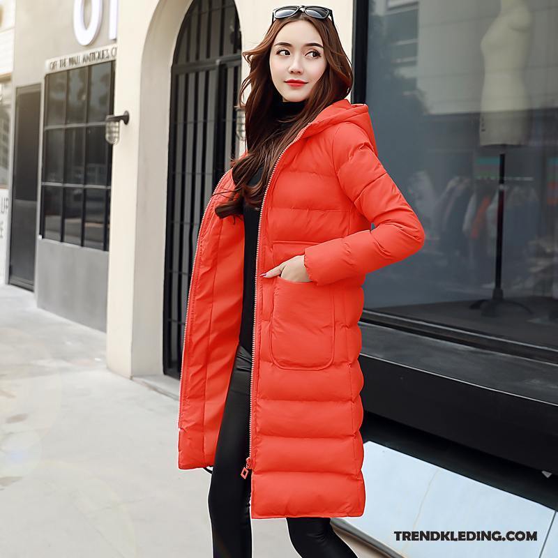 Katoenen Jas Dames Trend 2018 Losse Nieuw Winter Kleding Lang Rood