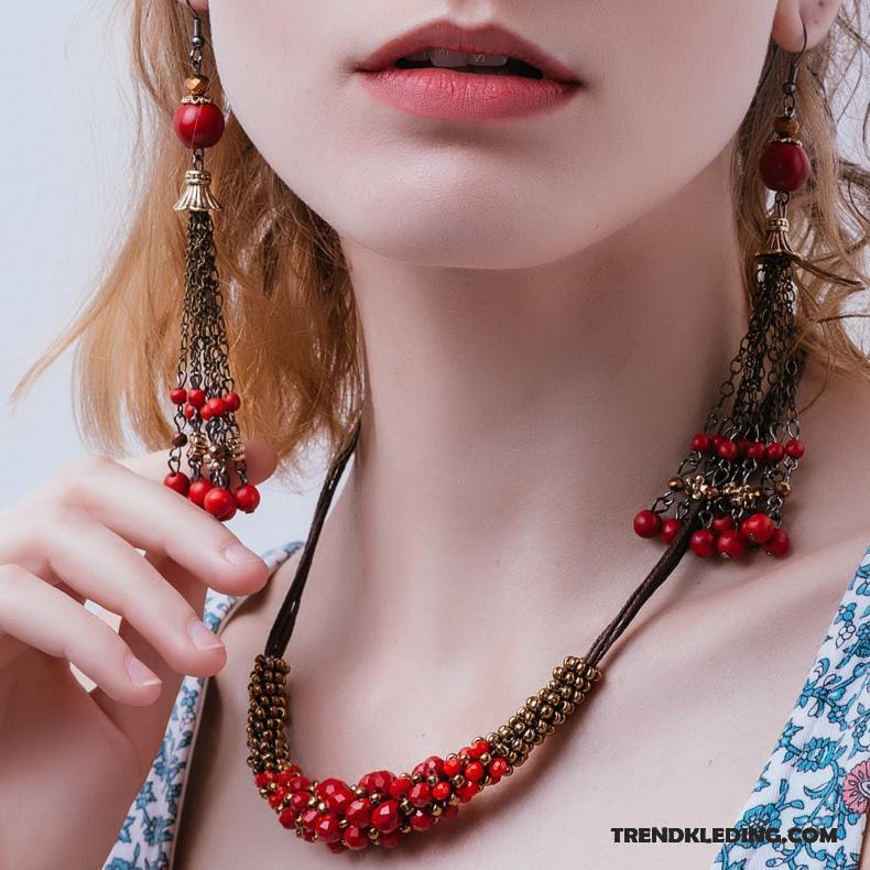 Ketting Dames Accessoires Met De Hand Zuiver Nieuw Tas Kristal Rood